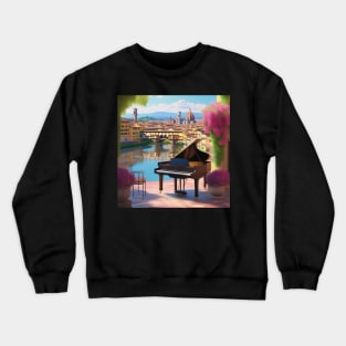 A Grand Piano In A Picturesque Scene in Florence Italy Crewneck Sweatshirt